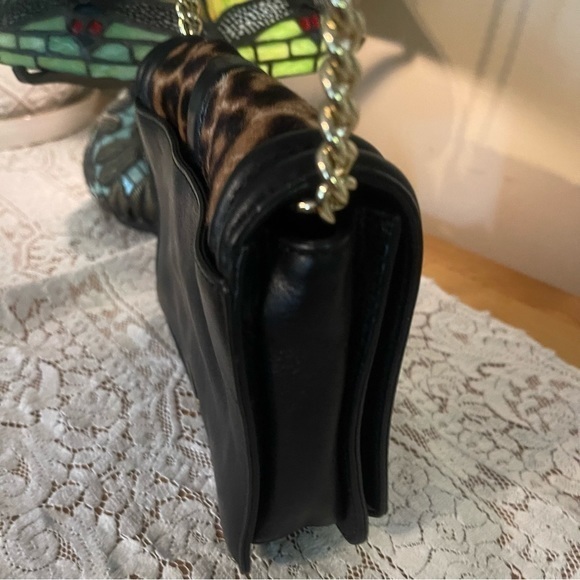 REBECCA MINKOFF  Black & Leopard Small Crossbody Gold Hardware $245 MSRP EUC - Picture 6 of 9